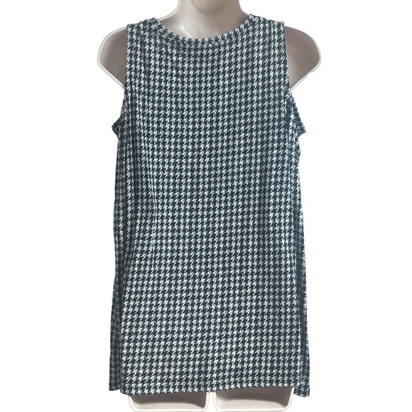 Michael Kors houndstooth cold shoulder long sleeve scoop neck top black white M - Picture 3 of 6